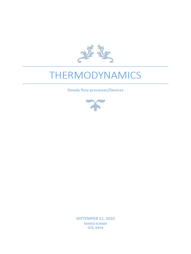 Steady Flow Processes in Thermodynamics | PDF