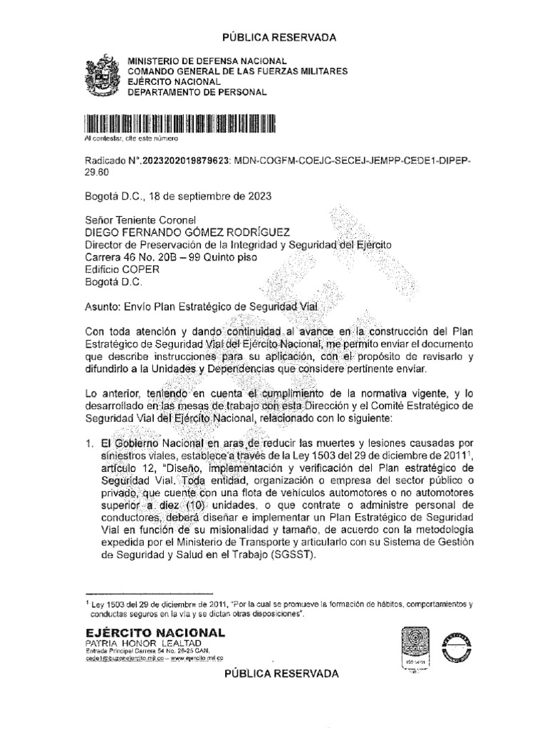 Plan Estrategico Seguridad Vial | PDF | La seguridad | Transporte