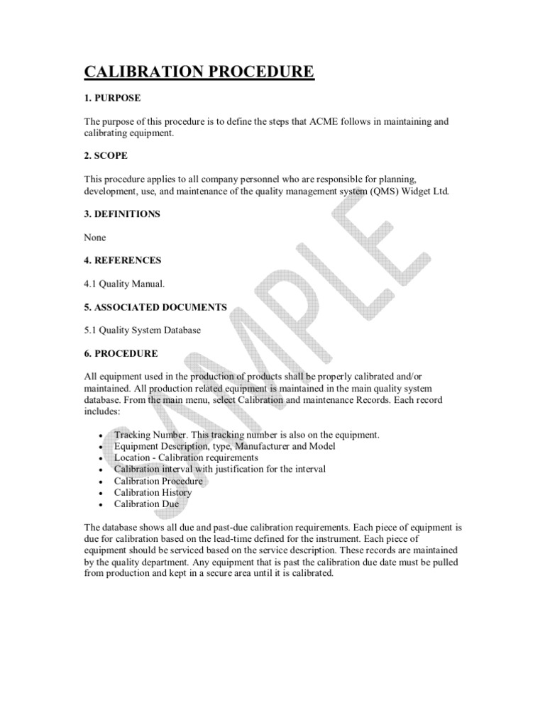 Equipment Calibration Procedures Guide | PDF