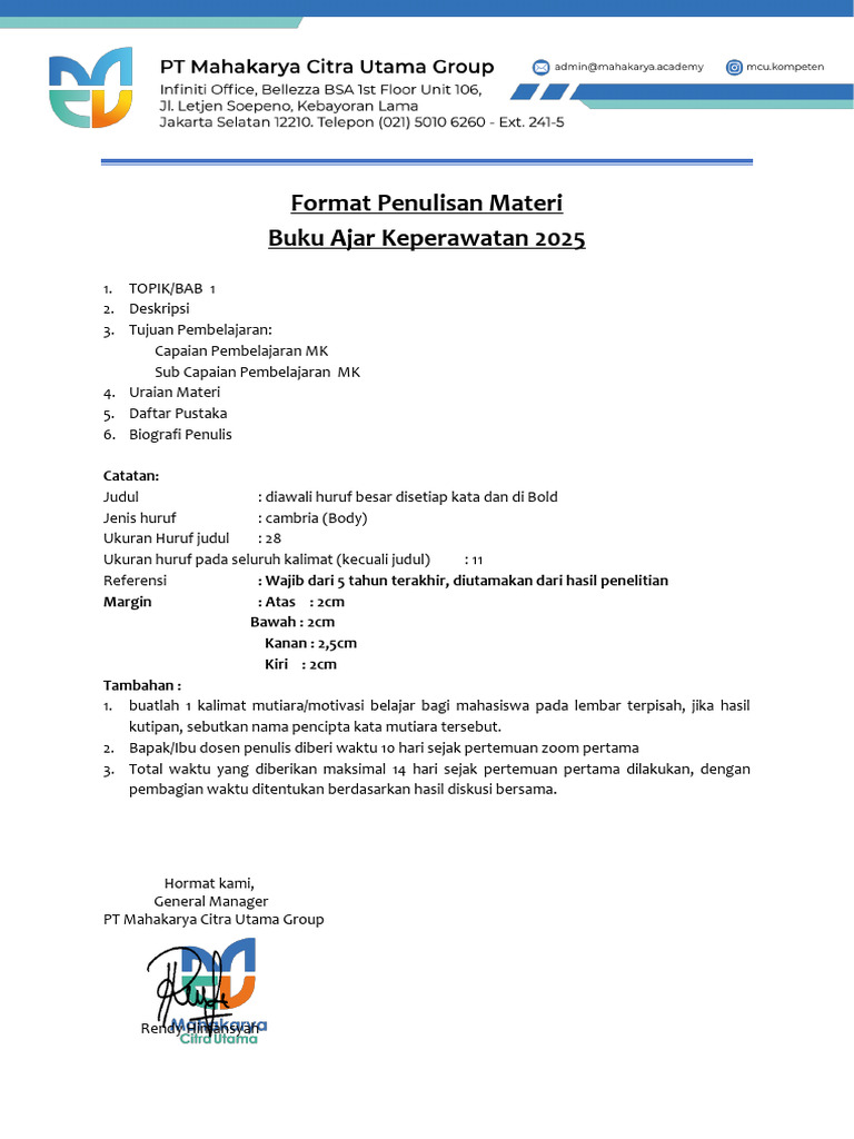 Template Penulisan Buku Ajar MCU 2025 | PDF