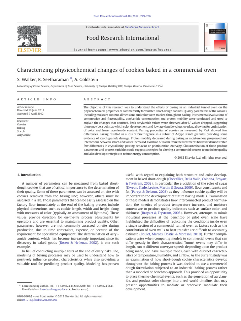 Physicochemical Changes in Baked Cookies | PDF | Differential Scanning ...
