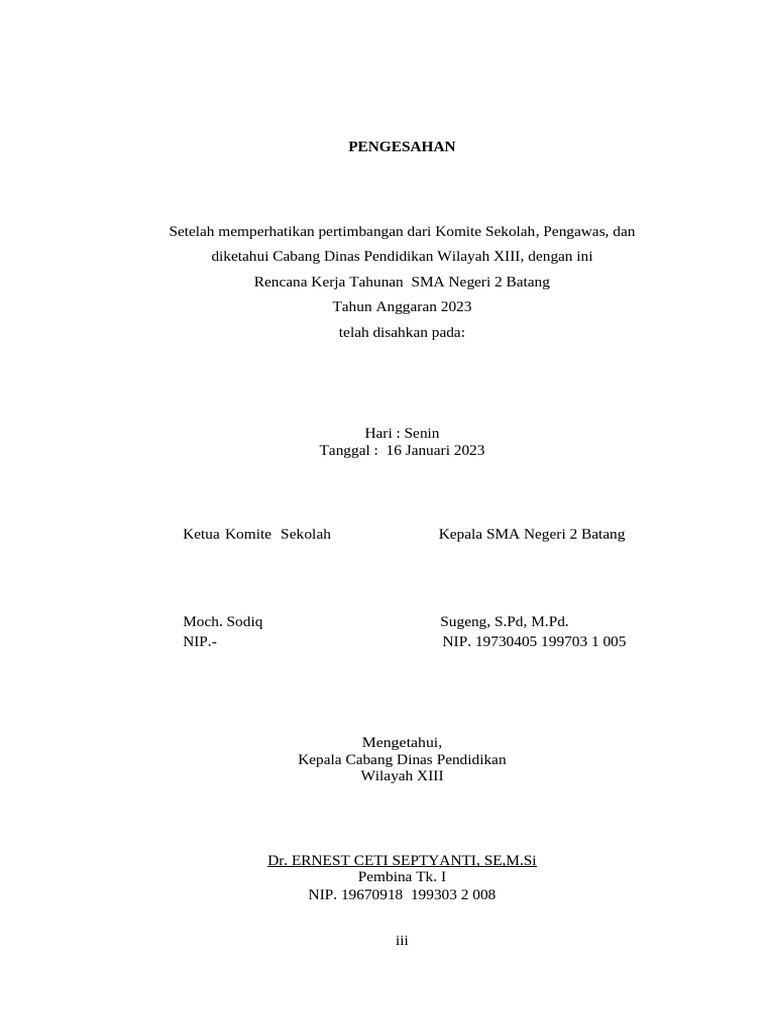 A.2. Lembar Pengesahan RKT Tahun Anggaran 2023 | PDF