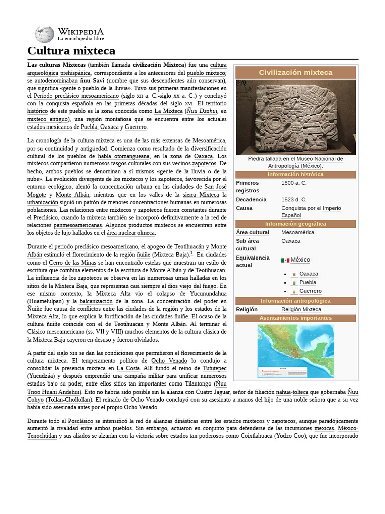 Cultura Mixteca | PDF | Mesoamérica | Pueblos indígenas de América Central