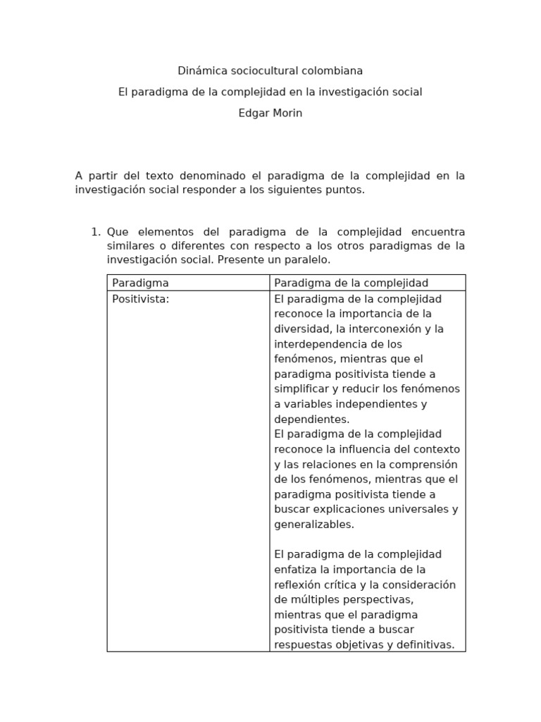Paradigma de La Complejidad en La Investigación TALLER | PDF ...