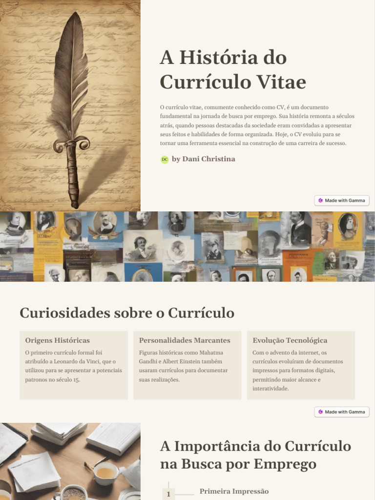 História e Importância do Currículo Vitae | PDF | Revisão