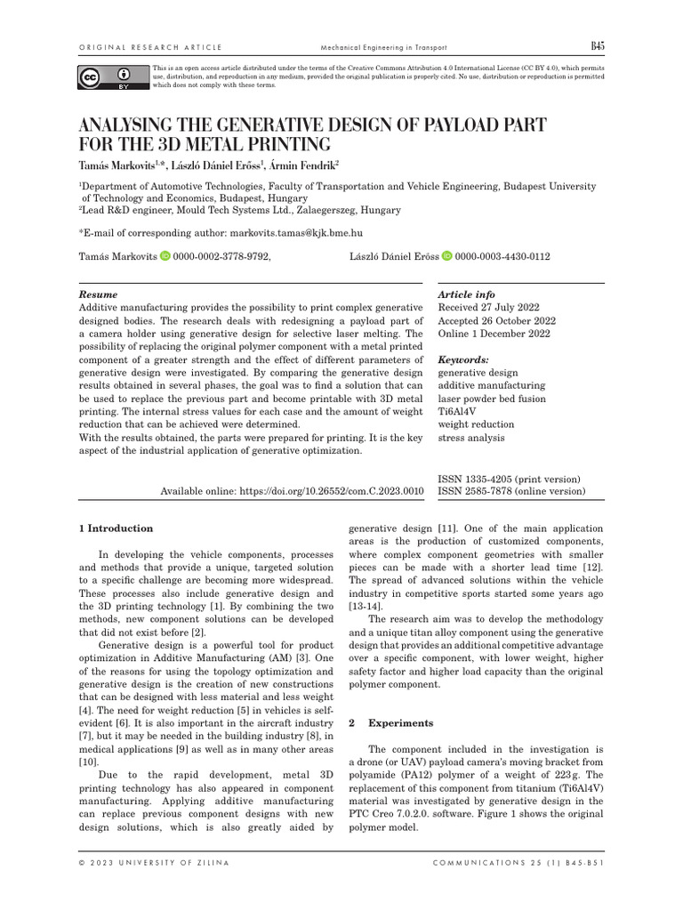 Generative Design for 3D Metal Printing | PDF | Stress (Mechanics ...