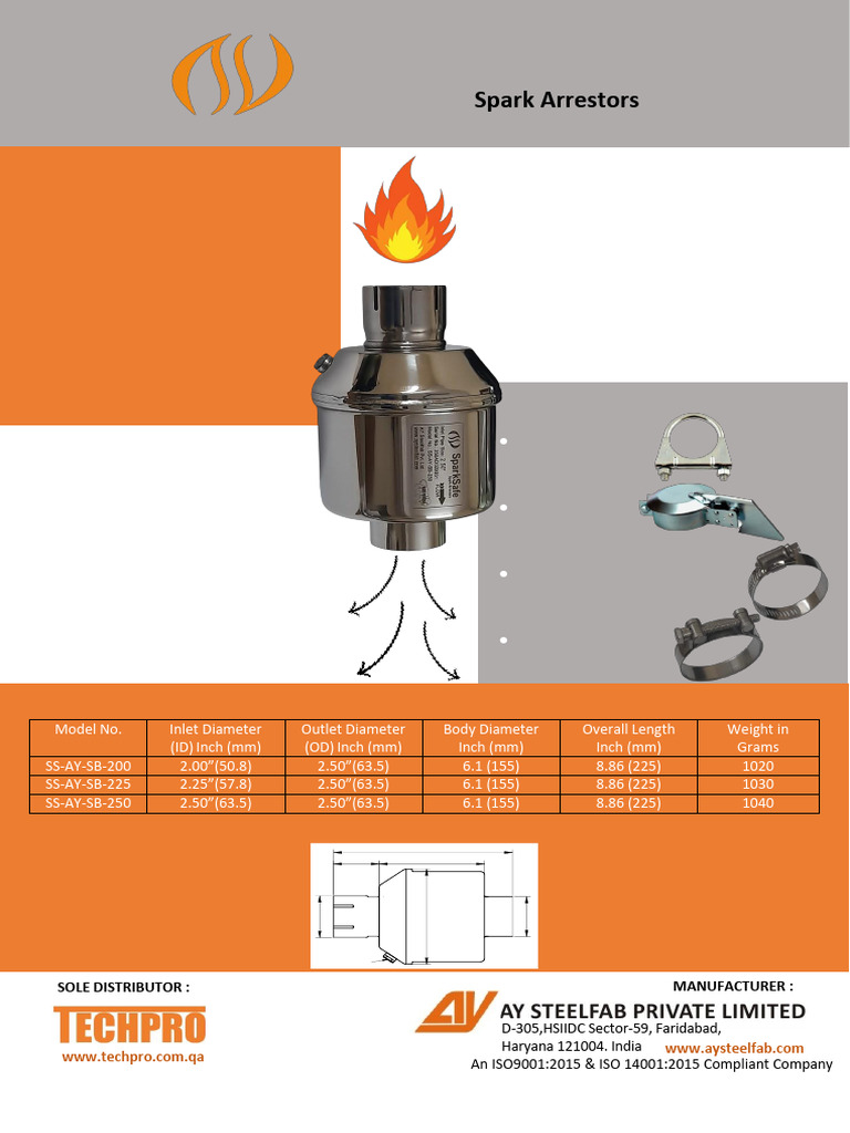 SparkSafe Spark Arrestor Specifications | PDF | Corrosion | Diesel Engine