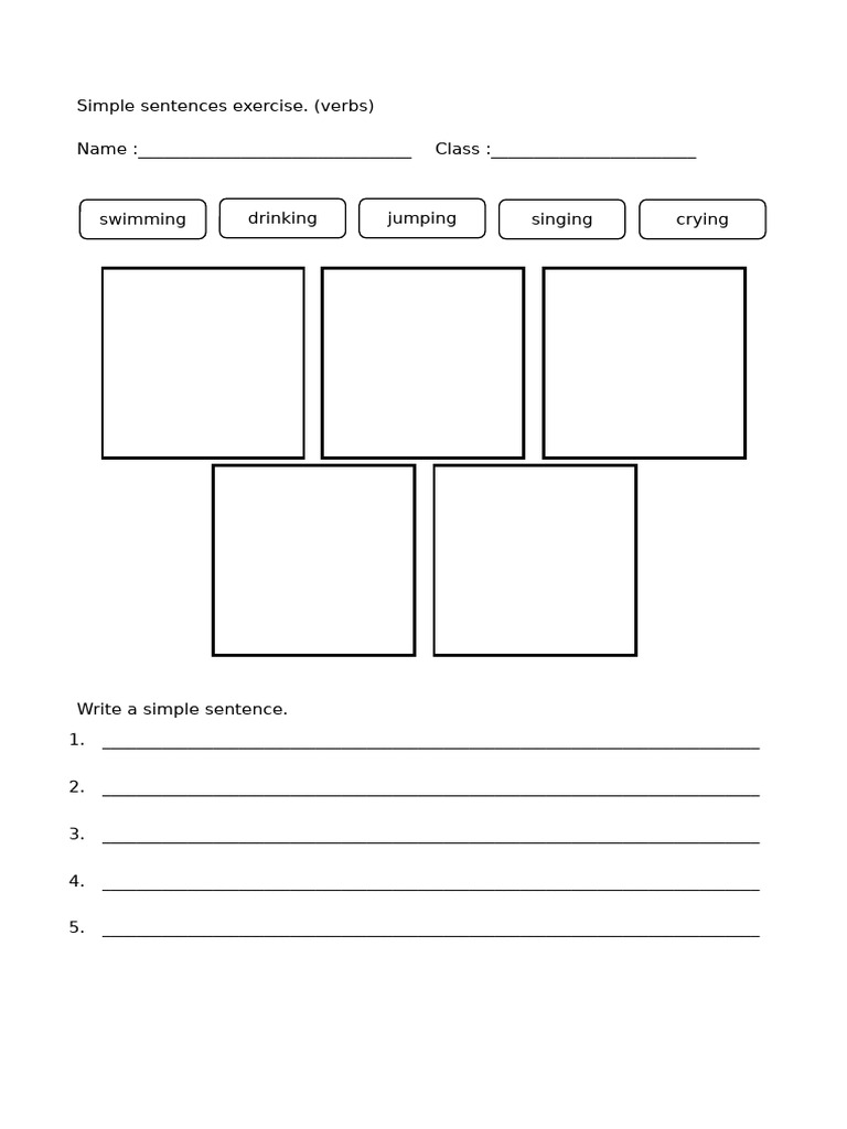 Simple Sentences Exercise for Verbs | PDF