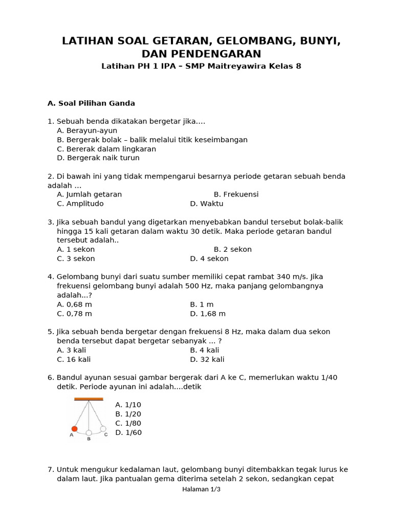 Latihan Soal Getaran Dan Gelombang Kelas 8 Pdf
