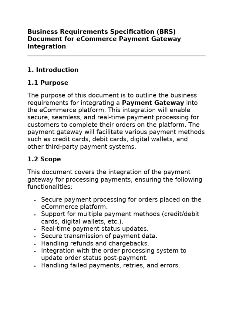 eCommerce Payment Gateway BRS Document | PDF | Payment Card Industry ...