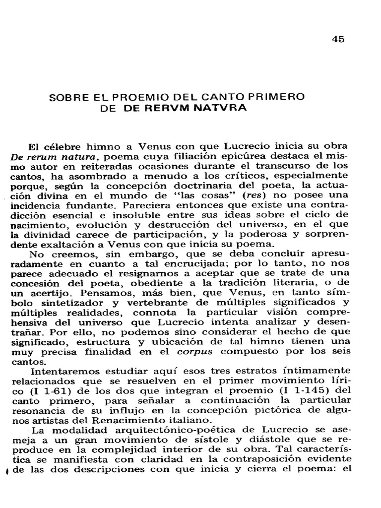 Florio, R. Sobre El Proemio Del Canto Primero de de Rervm Natvra | PDF