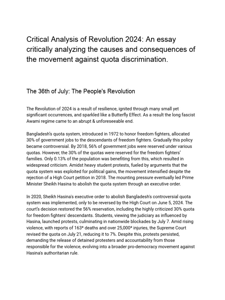 The 36th of July - The People's Revolution | PDF