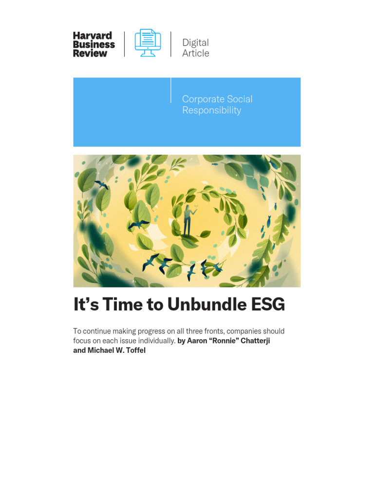 Unbundling ESG for Better Impact | PDF | Corporate Social ...