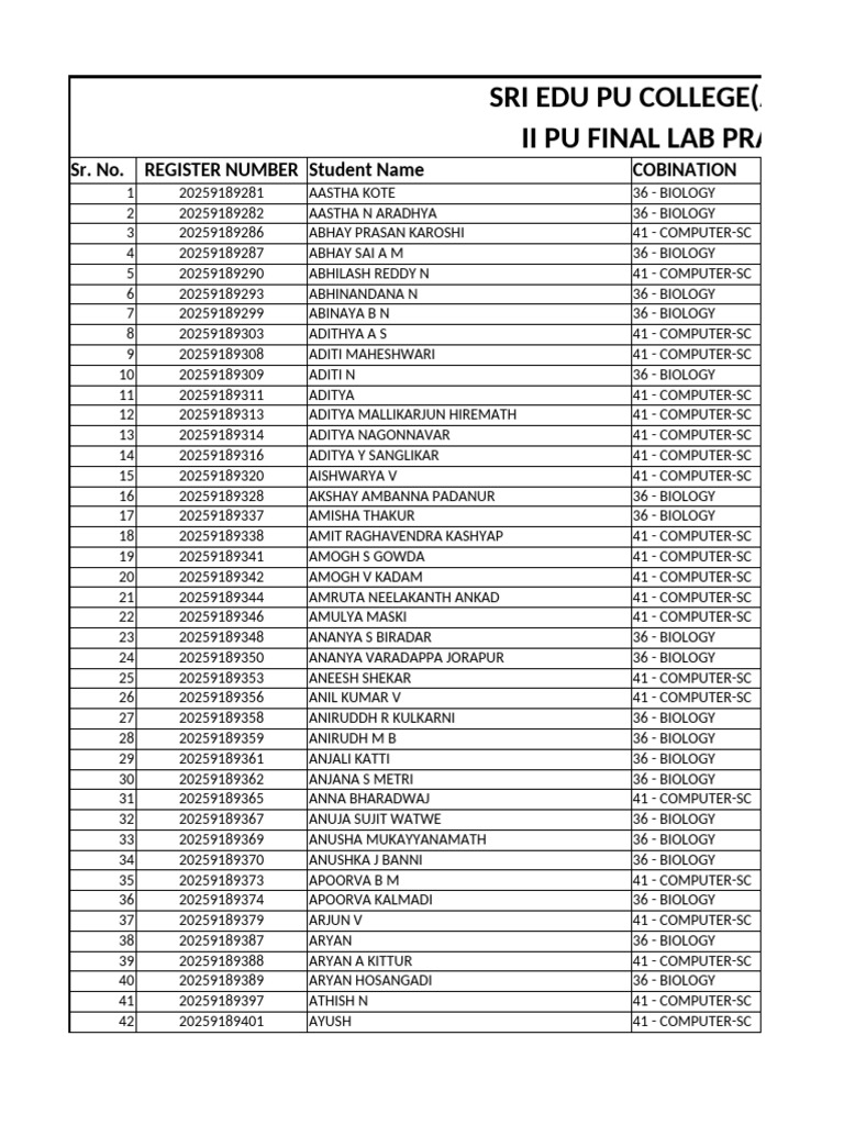 II Puc Final Exams-Sri Edu Pu College-Schedule | PDF