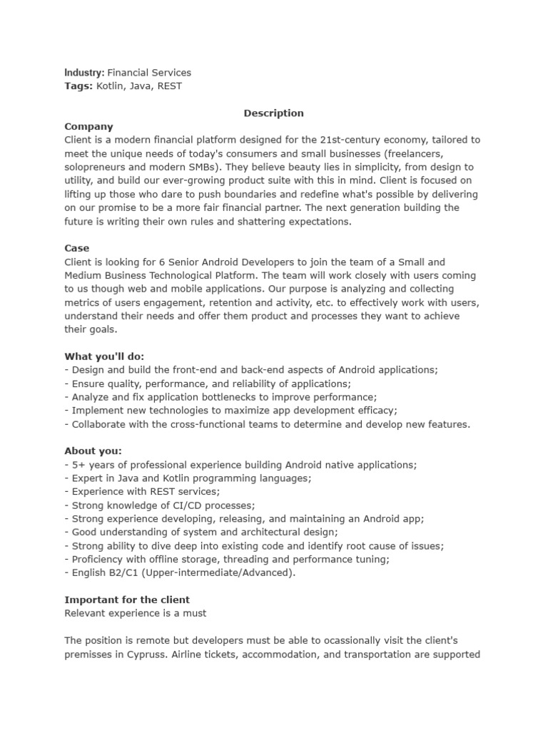 2.scuti - Senior Android Developers - Docx 1 | PDF