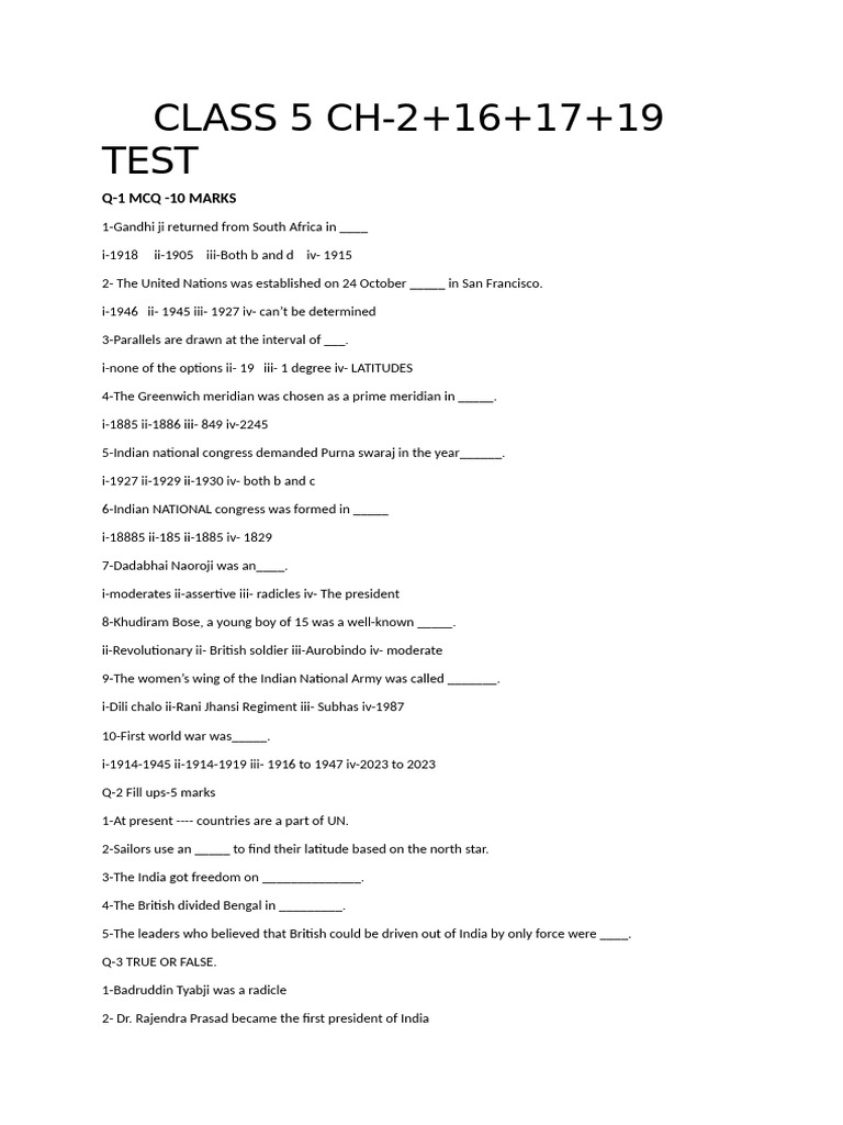 Class 5 CH | PDF
