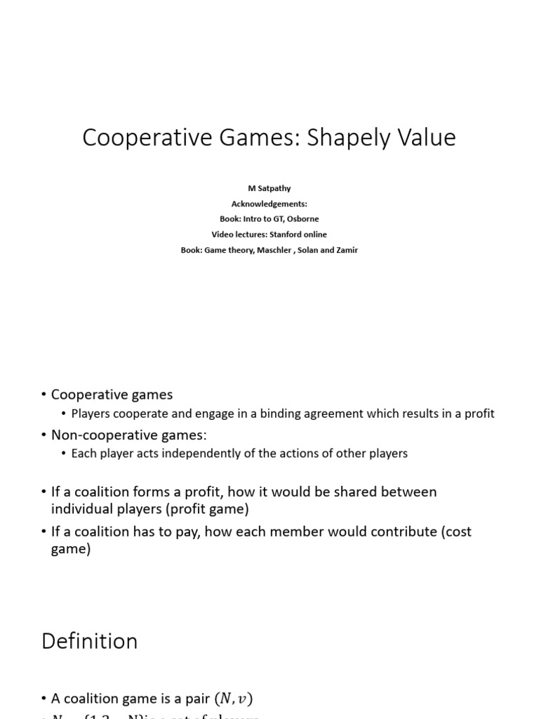Shapley Value in Cooperative Games | PDF | Economic Theories ...