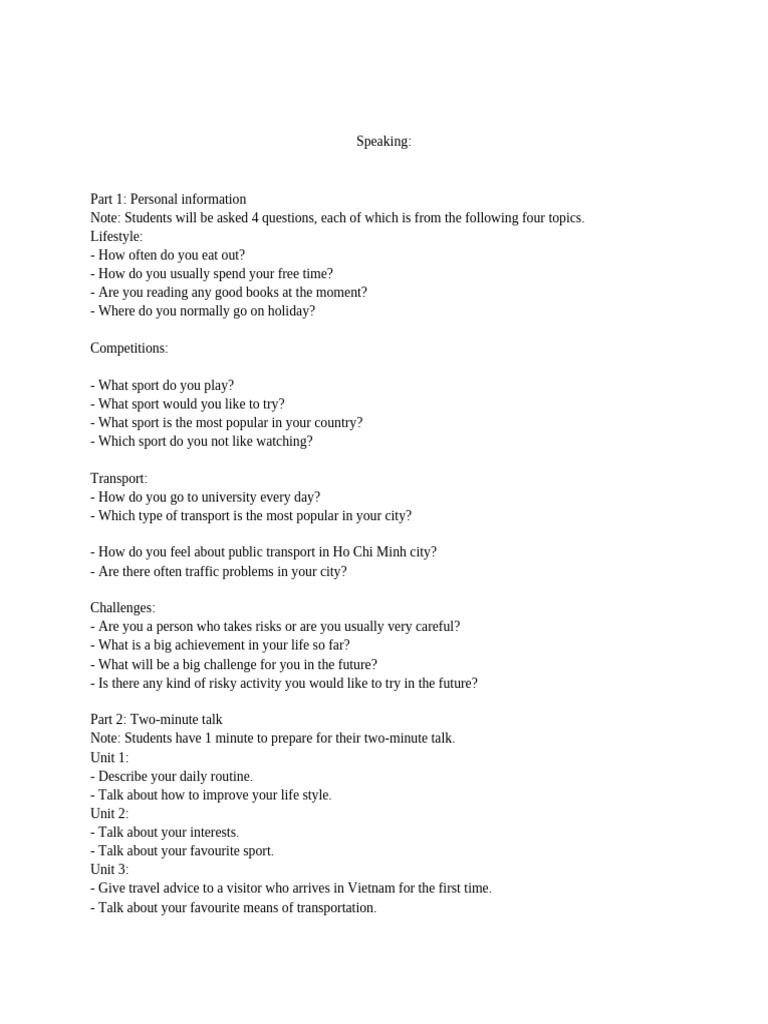 Speaking Practice Guide for Students | PDF