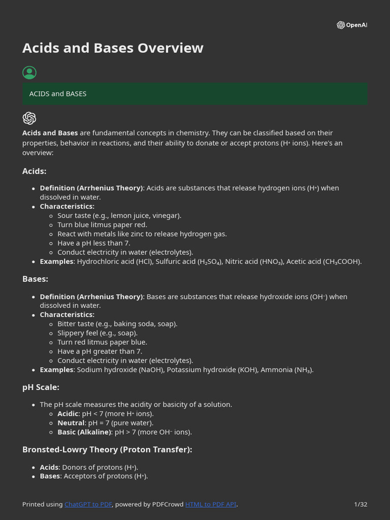 Acids and Bases: Definitions and Concepts | PDF | Acid | Hydroxide