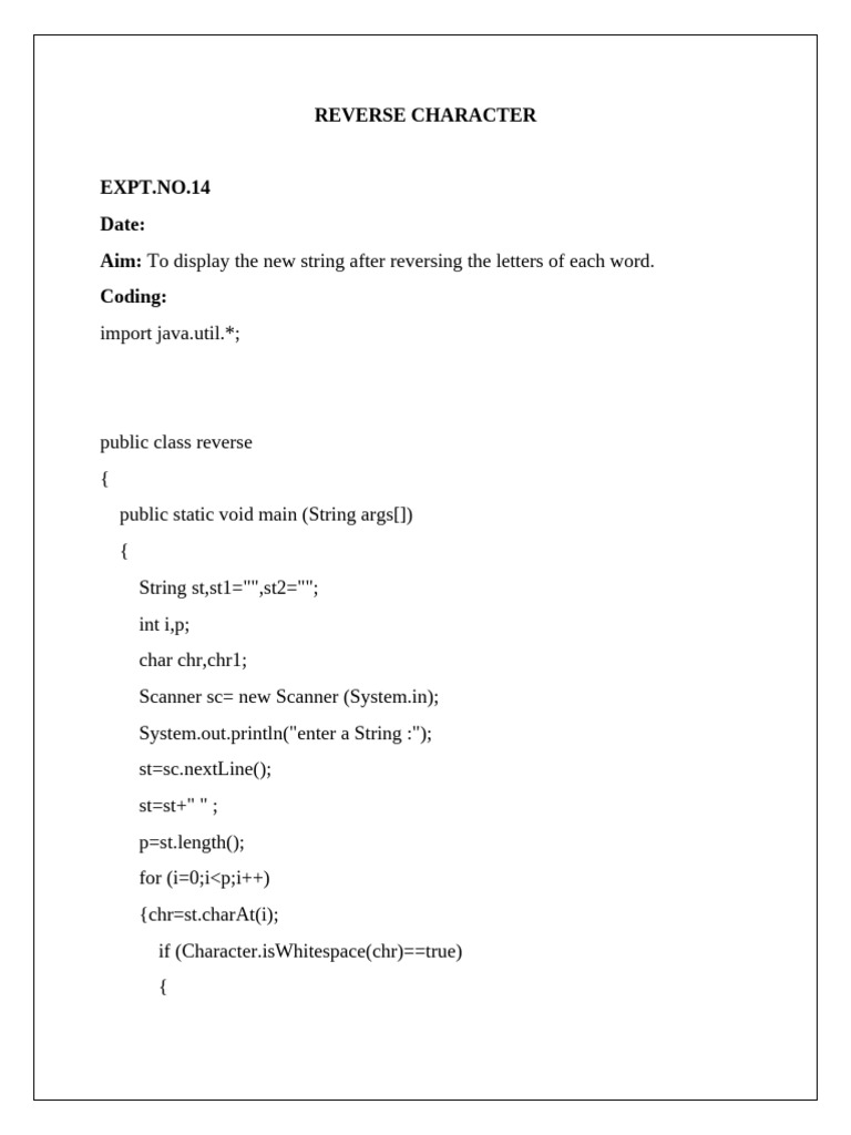 Reverse Each Word in Java | PDF