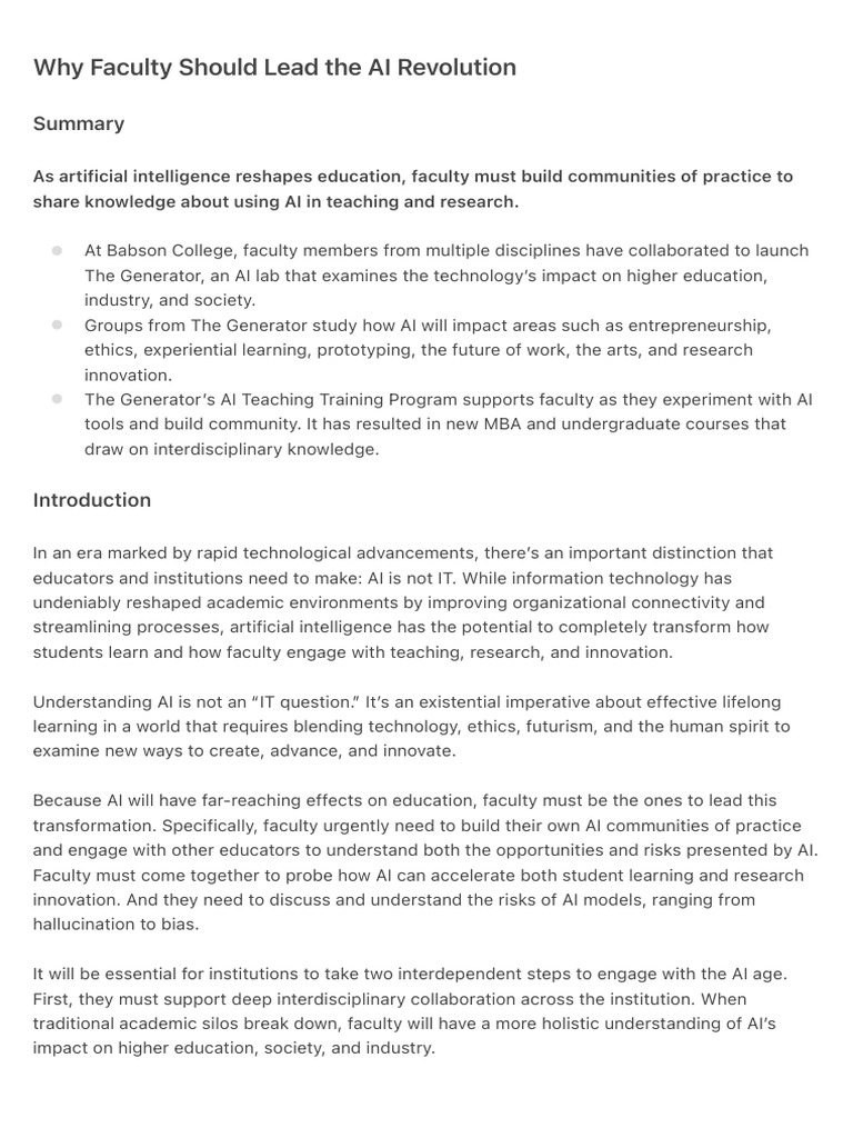 Faculty Leadership in AI Education | PDF | Artificial Intelligence ...