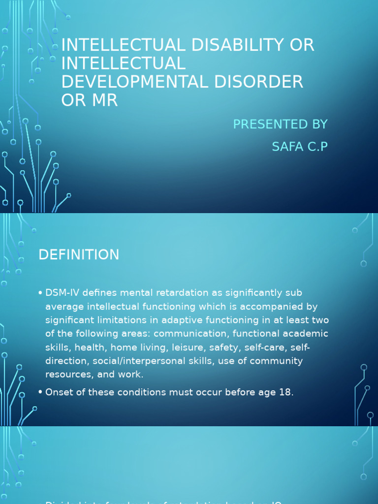 Intellectual Disability or Intellectual Developmental Disorder or Mr ...