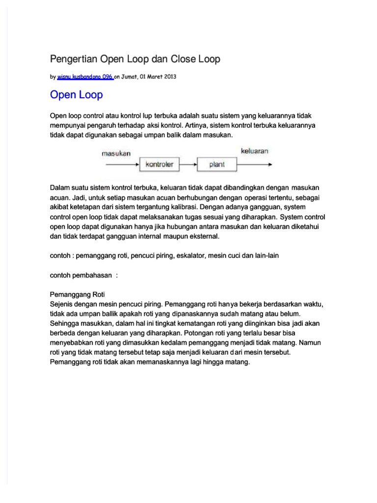 PDF Pengertian Open Loop Dan Close Loopdocx Compress | PDF