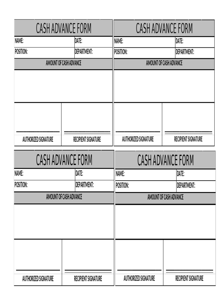 Cash Advance Form Template | PDF