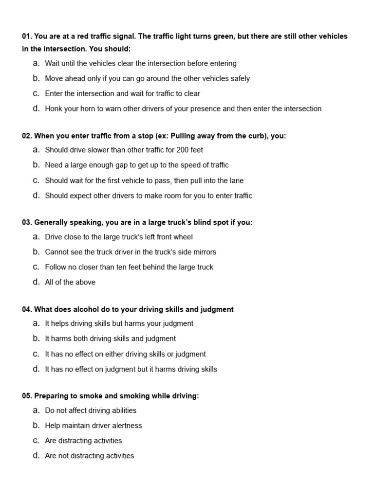 DMV Practice Test for Drivers | PDF | Traffic | Traffic Light