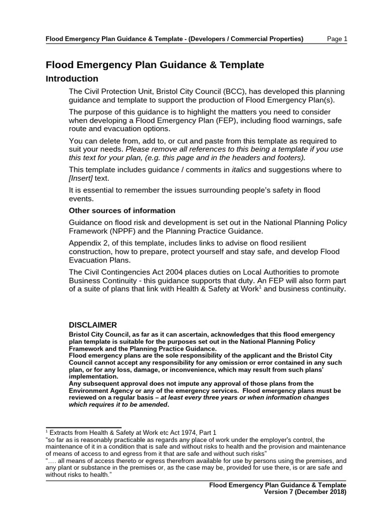 Flood Emergency Plan Template Guide | PDF | Flood | Emergency Management