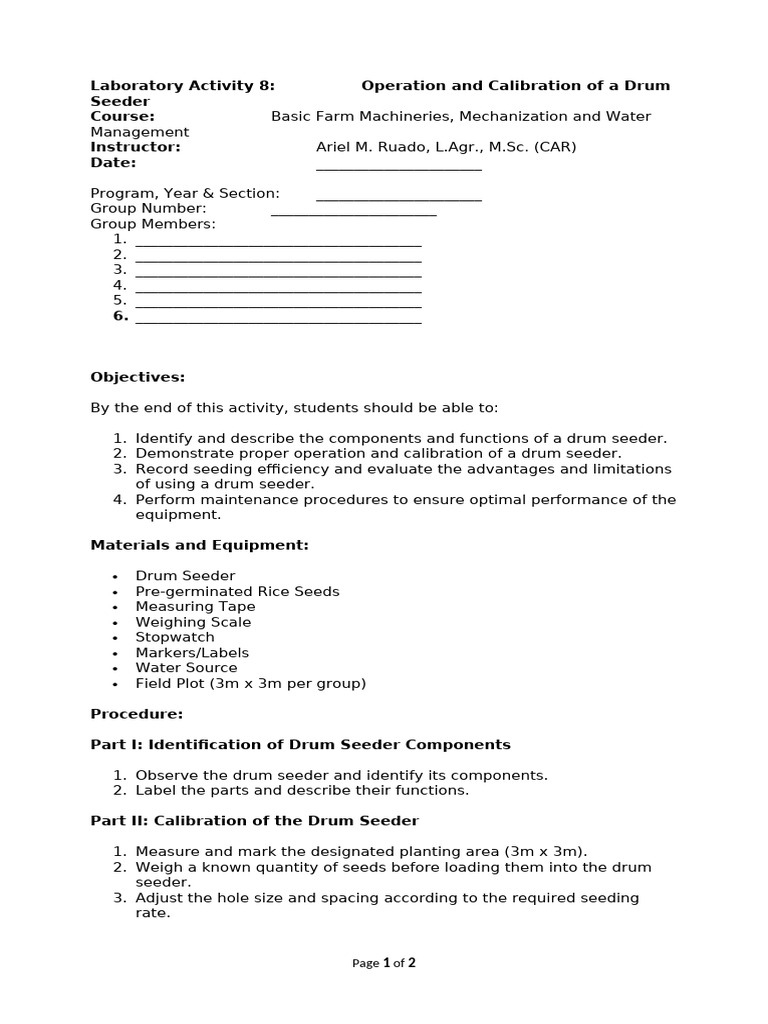 Laboratory Activity 8 BAFARM23G | PDF | Calibration