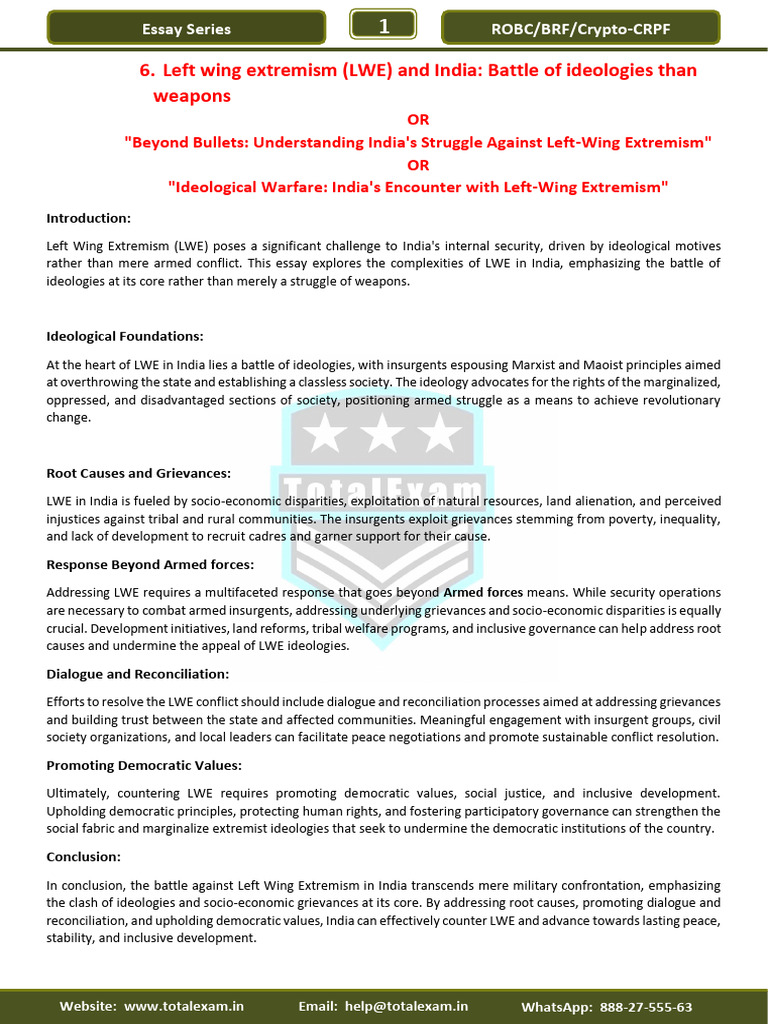 India's Ideological Battle Against LWE | PDF | Left Wing Politics ...