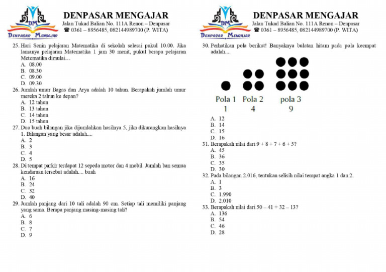 Contoh Soal Math 25-33 | PDF