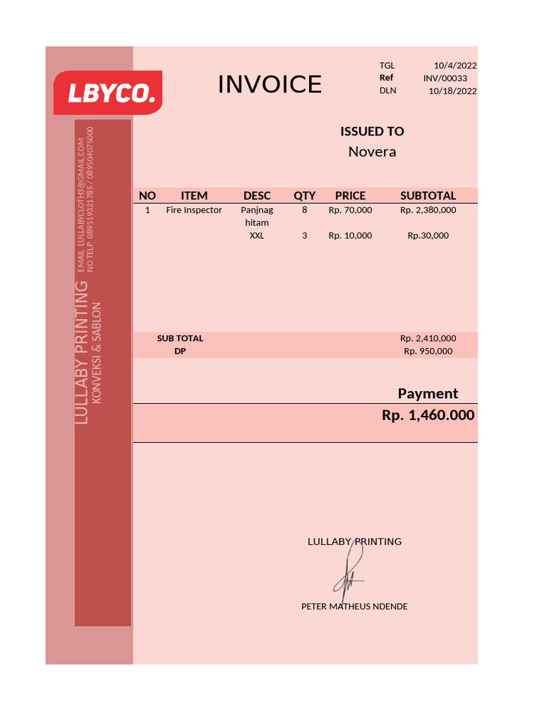 Invoice for Fire Inspector Services | PDF