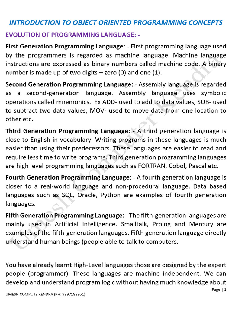 Chapter 1 Principles of OOP Theory | PDF | Object Oriented Programming ...