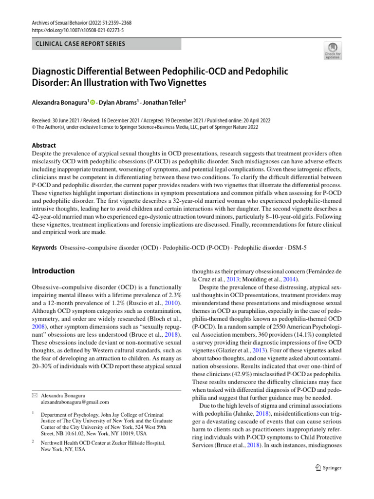 Differentiating P-OCD from Pedophilic Disorder | PDF | Pedophilia ...