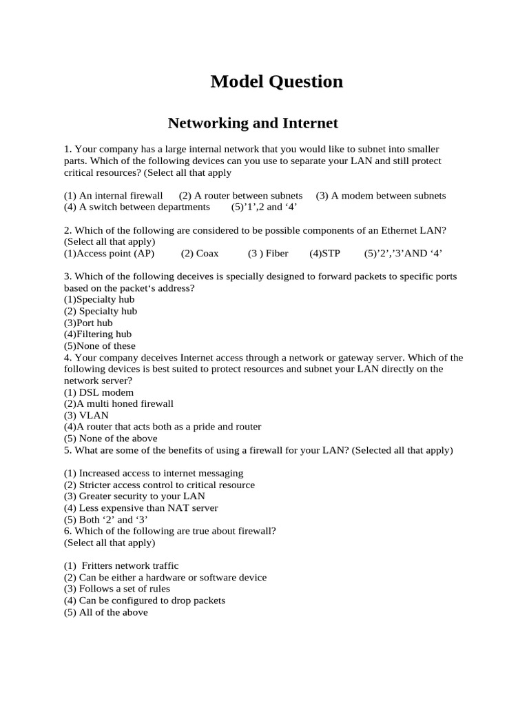 Networking And Internet