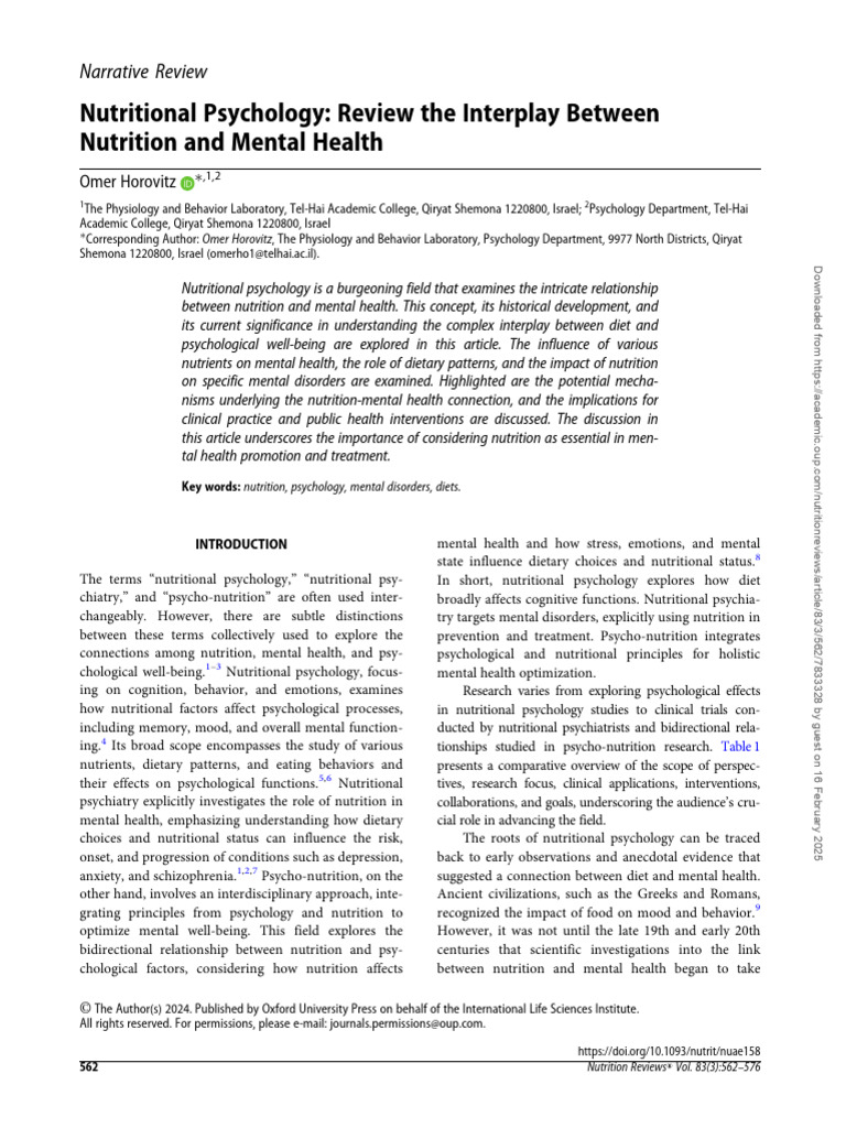 Nutrition's Impact on Mental Health | PDF | Major Depressive Disorder ...