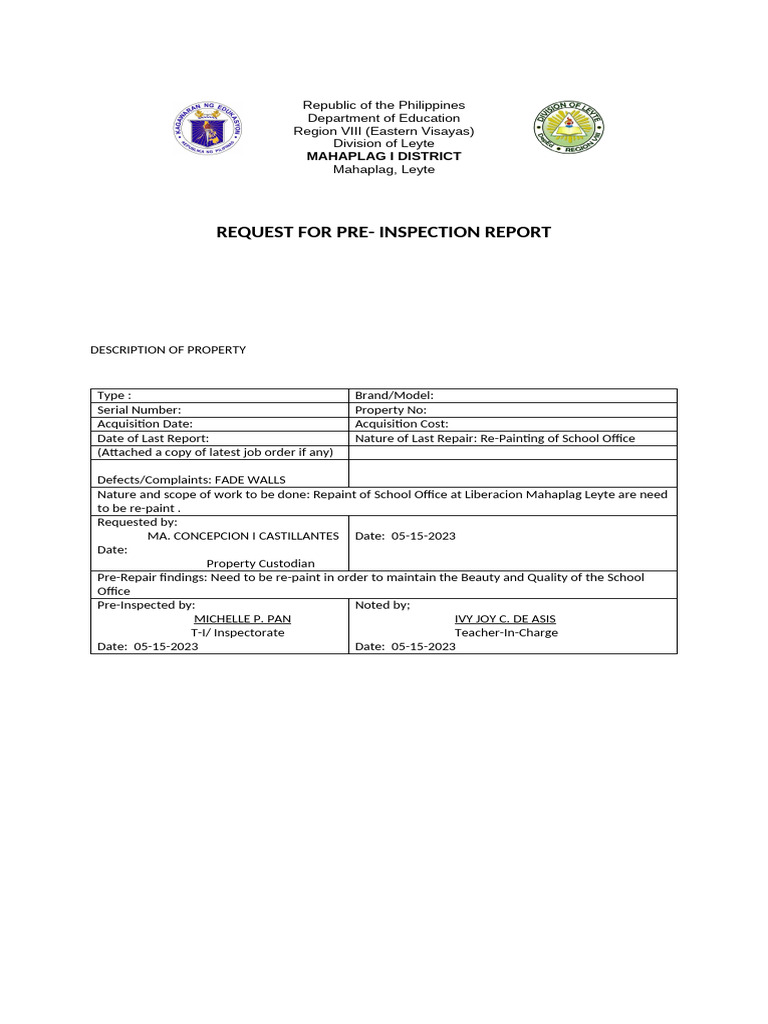 Pre and Post Inspection Reports Summary | PDF | Printer (Computing)