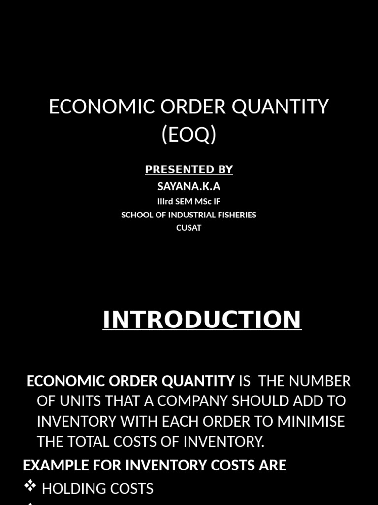 Understanding Economic Order Quantity (EOQ) | PDF | Business Economics ...