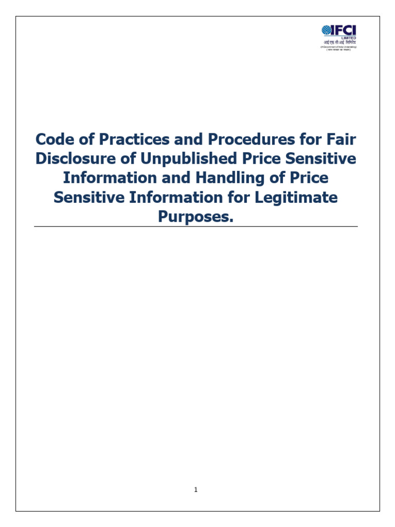 Fair Disclosure Code for Price Sensitive Info | PDF | Information ...