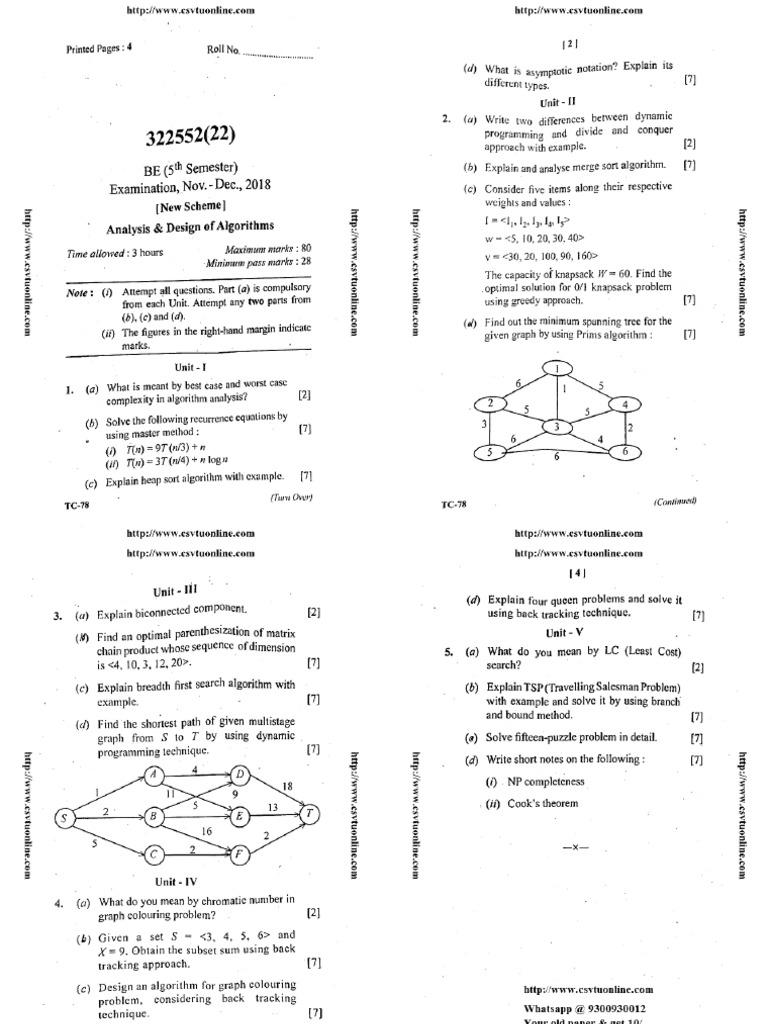 Analysis and Design of Algorithms Dec 2018 | PDF