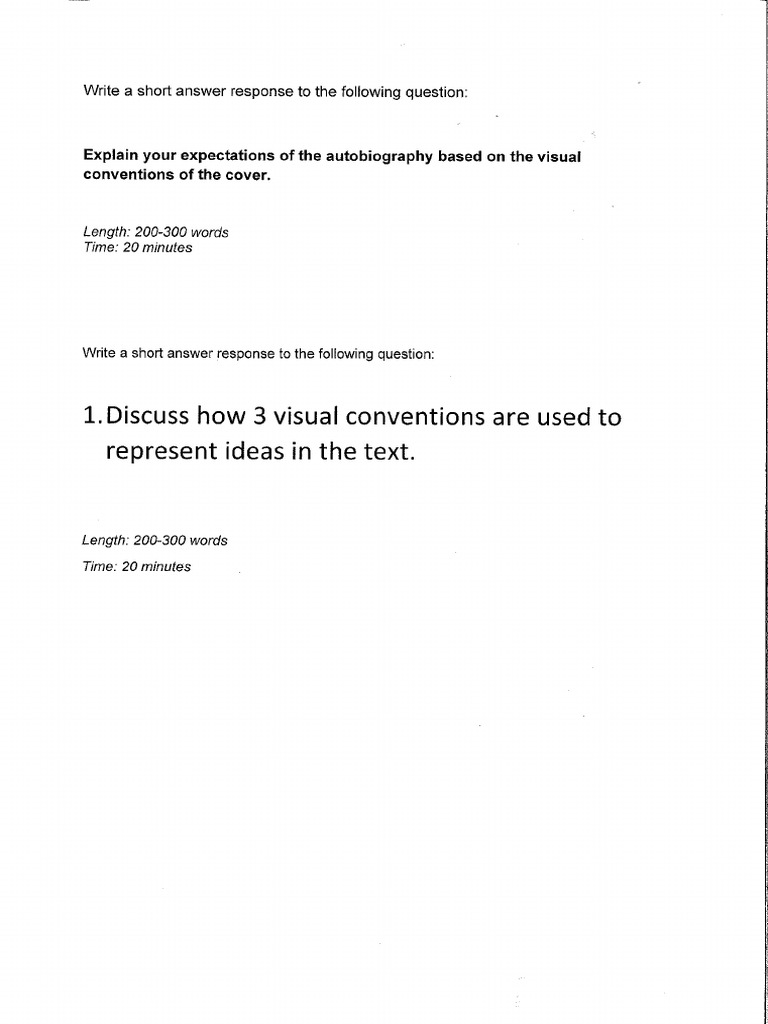Autobiography Image and Questions | PDF