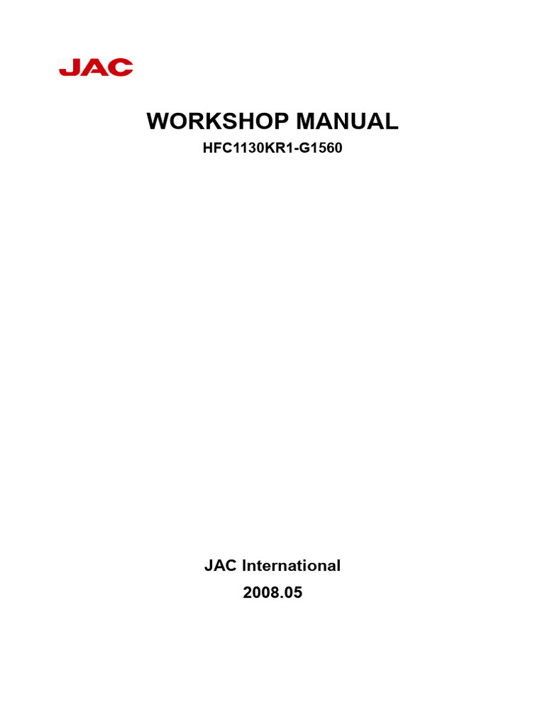 JAC HFC1130KR1-G1560 Workshop Manual | PDF