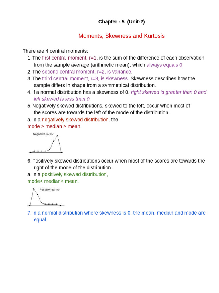 Moments, Skewness, and Kurtosis Explained | PDF | Skewness ...