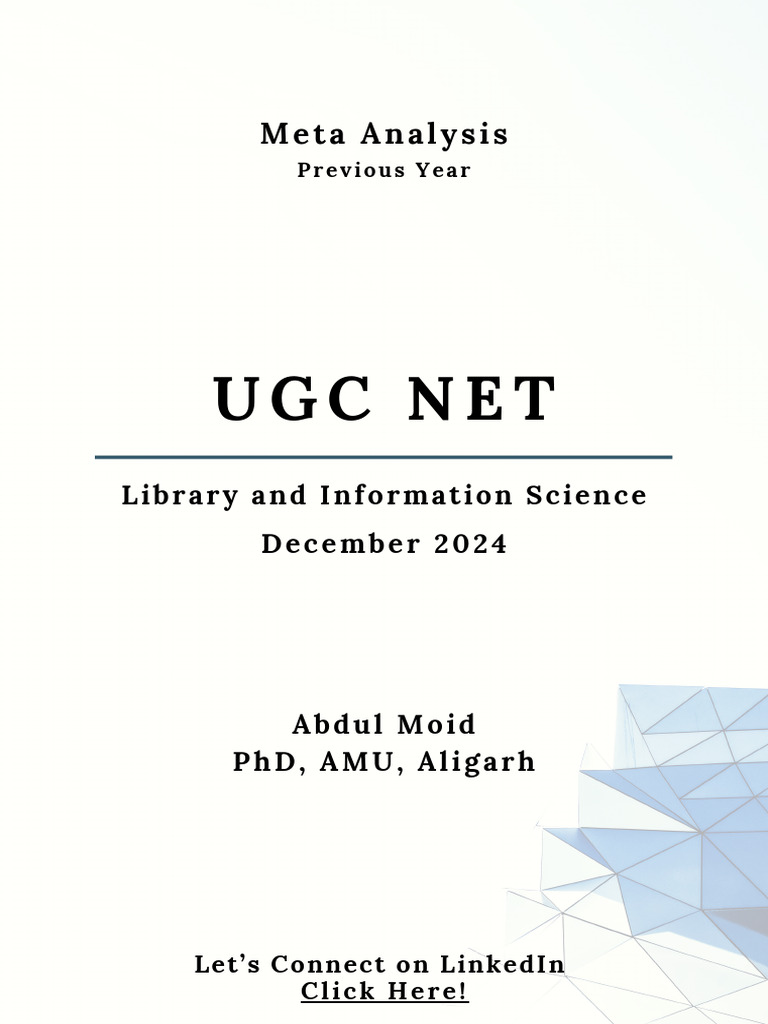 UGC NET Library Science Exam Insights | PDF | Metadata | Sustainability