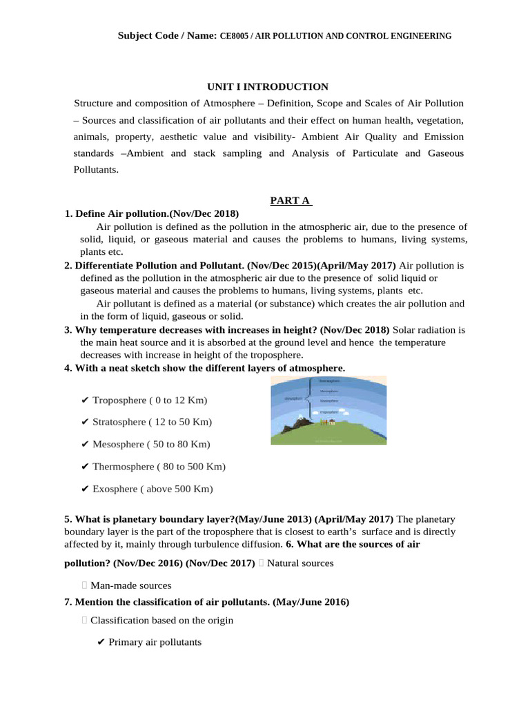 Air Pollution Control Engineering Overview | PDF | Atmosphere Of Earth ...