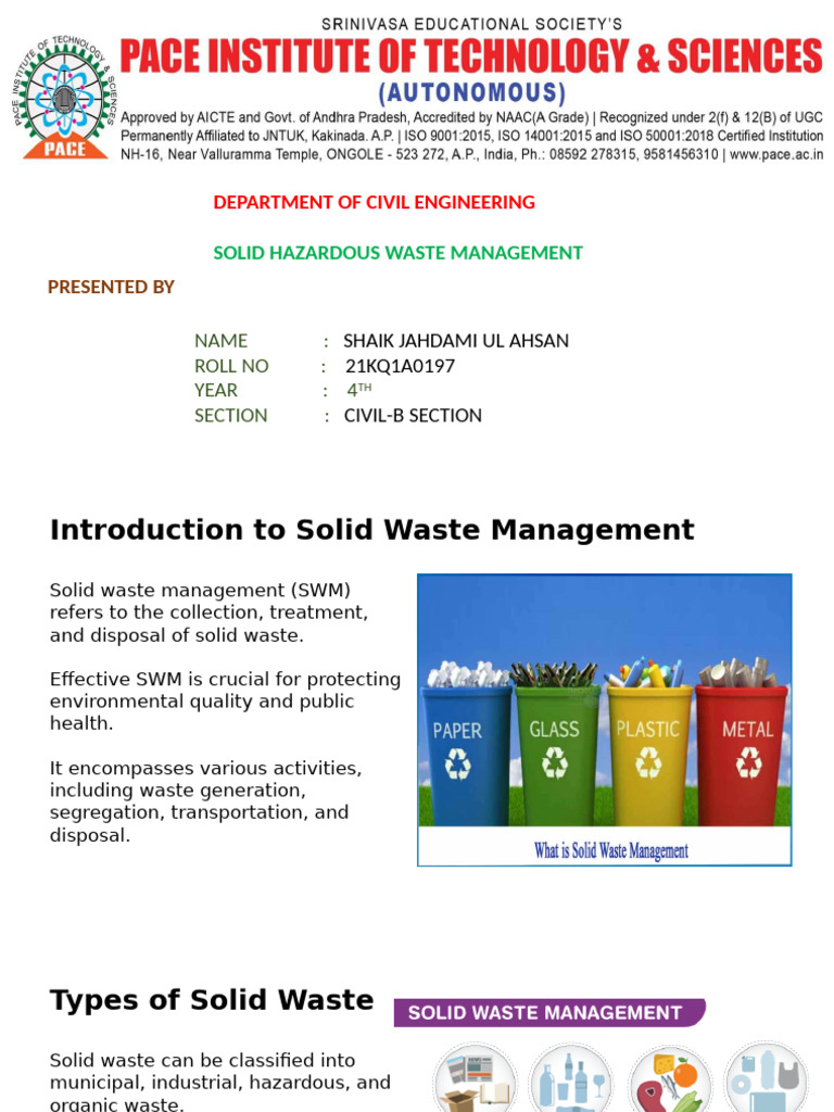 Solid Waste Management Overview | PDF | Waste Management | Waste