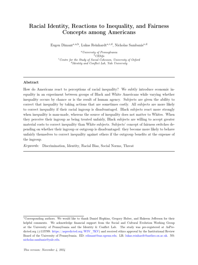Racial Identity and Inequality Reactions | PDF | Social Inequality ...
