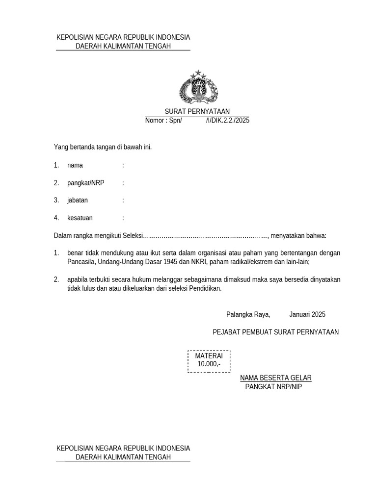 Draft Surat Pernyataan | PDF